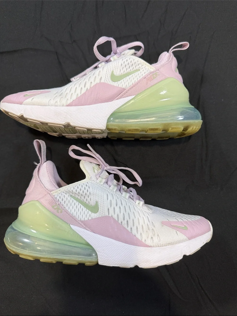 Nike White Sneakers with Pink and Lime Accents 27C Size 6.5 - Picture 5 of 8